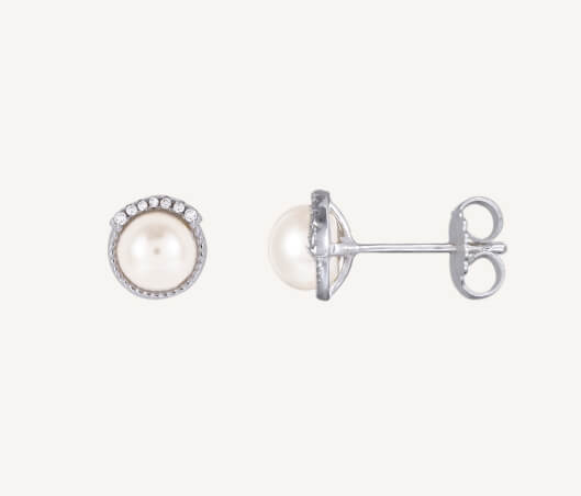 silver earrings with pearls and zirconias